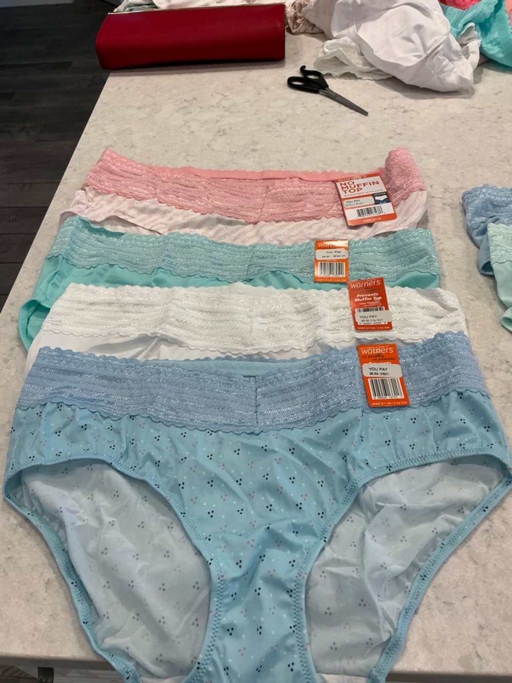 Warner's Pastel Lace-Waist Hipster Briefs - Pink, Mint, White, Light Blue